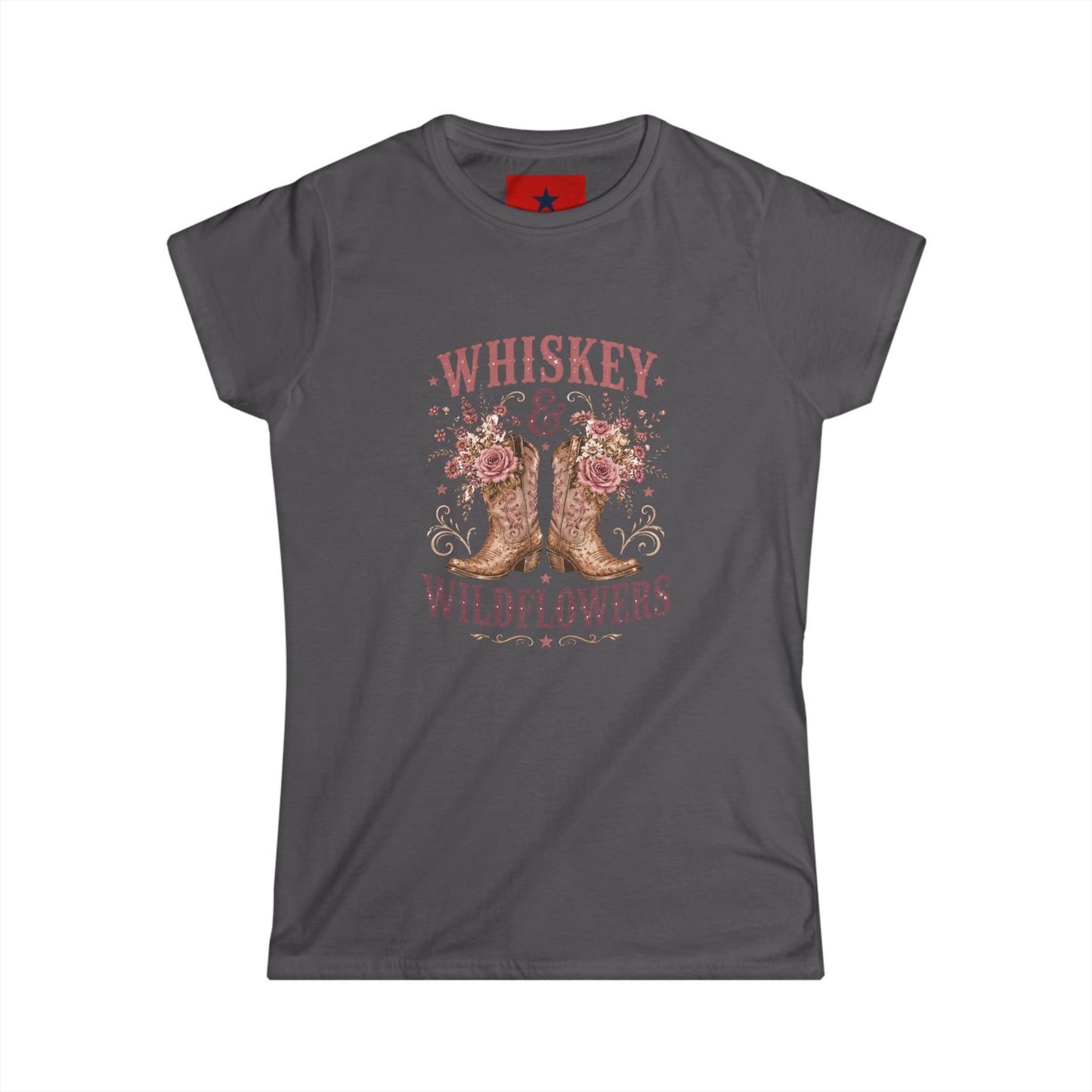 Whiskey & Wildflowers Women's Tee — Floral Cowboy Boots Graphic Shirt