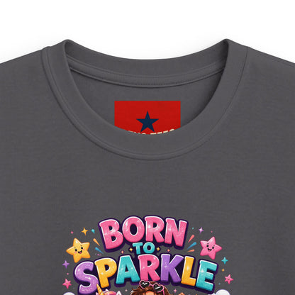 Kids Tee — "Born to Sparkle" Rainbow Unicorn Girl Shirt