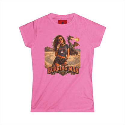 Burning Man Women's Softstyle Tee — Minimal White Festival Tee