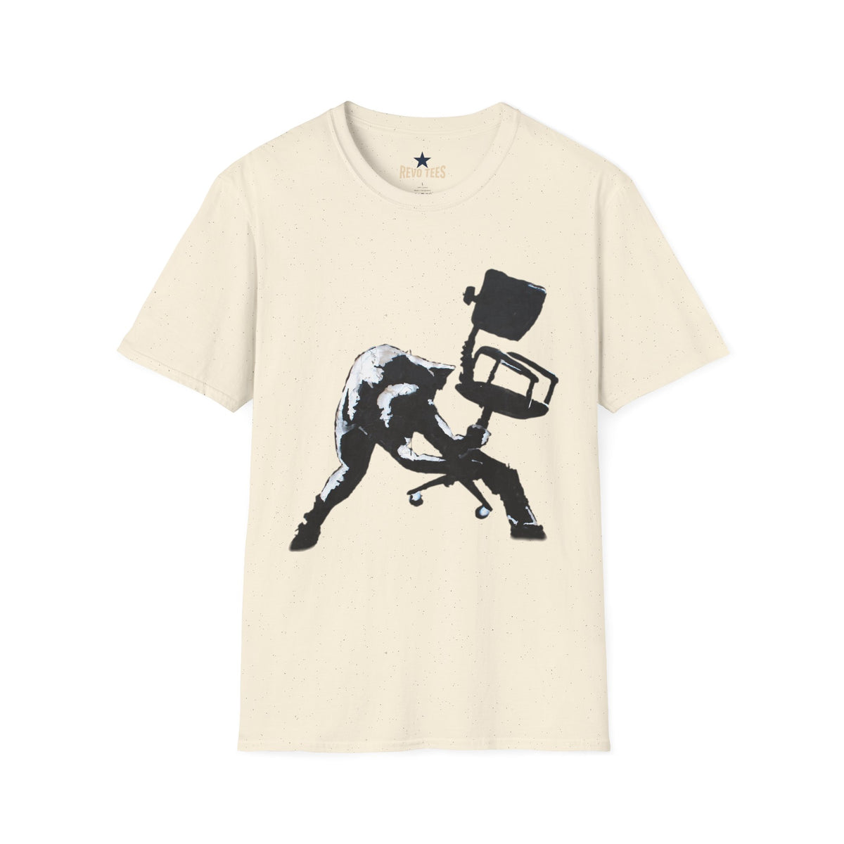 Revotees Banksy Black Cat Tossing Office Chair Graphic T-Shirt - alternate view 3