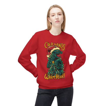 Christmas Godzilla - "Cold Hands Warm Heart" Holiday Crewneck Sweatshirt
