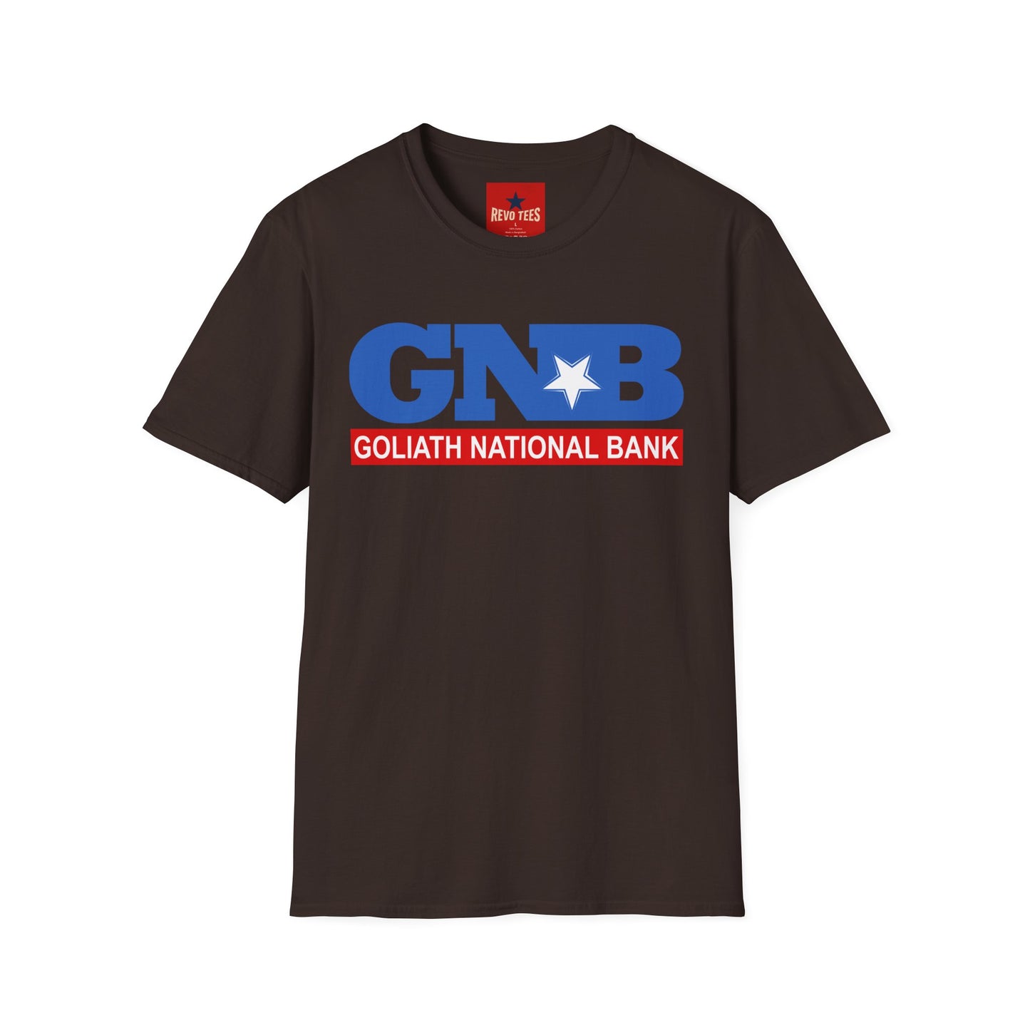 GNB "Goliath National Bank" Logo T-Shirt — Retro Blue & Red Vintage Bank Tee