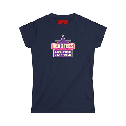 Revotees "Live Free Stay Wild" Women's Tee — Retro Star Graphic T-Shirt