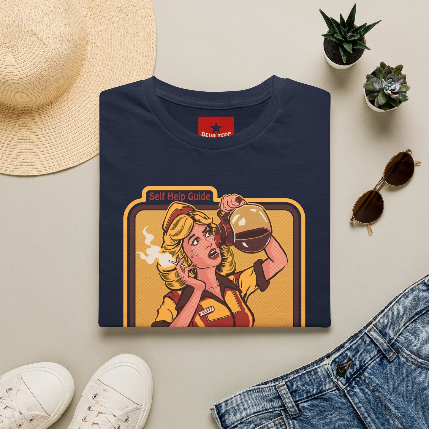 Coping with Stress Retro Coffee Tee — "Self Help Guide" Graphic T-Shirt