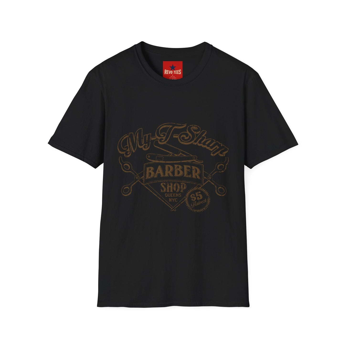Barber Shop Graphic T‑Shirt — 'My T‑Shirt Barber Shop' Vintage Logo Tee