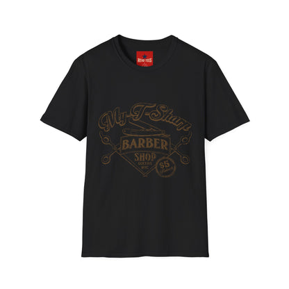 Barber Shop Graphic T‑Shirt — 'My T‑Shirt Barber Shop' Vintage Logo Tee