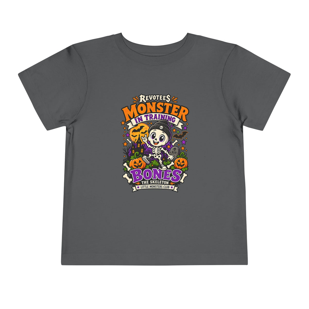 REVOTEES Toddler Tee — "Monster in Training" Cute Skeleton Halloween Shirt