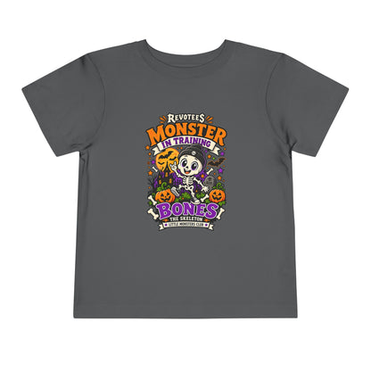 REVOTEES Toddler Tee — "Monster in Training" Cute Skeleton Halloween Shirt