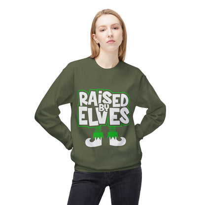 Raised by Elves Sweatshirt – Christmas Funny Holiday Crewneck