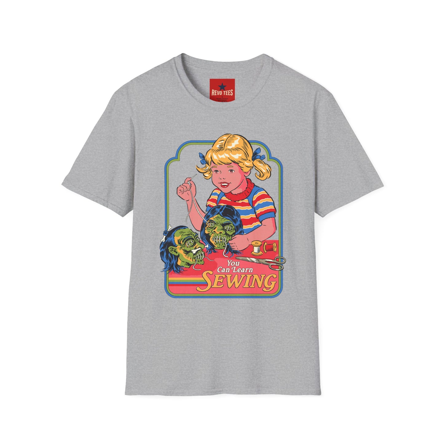 Retro Sewing Girl T‑Shirt — Vintage Crafting Graphic Tee