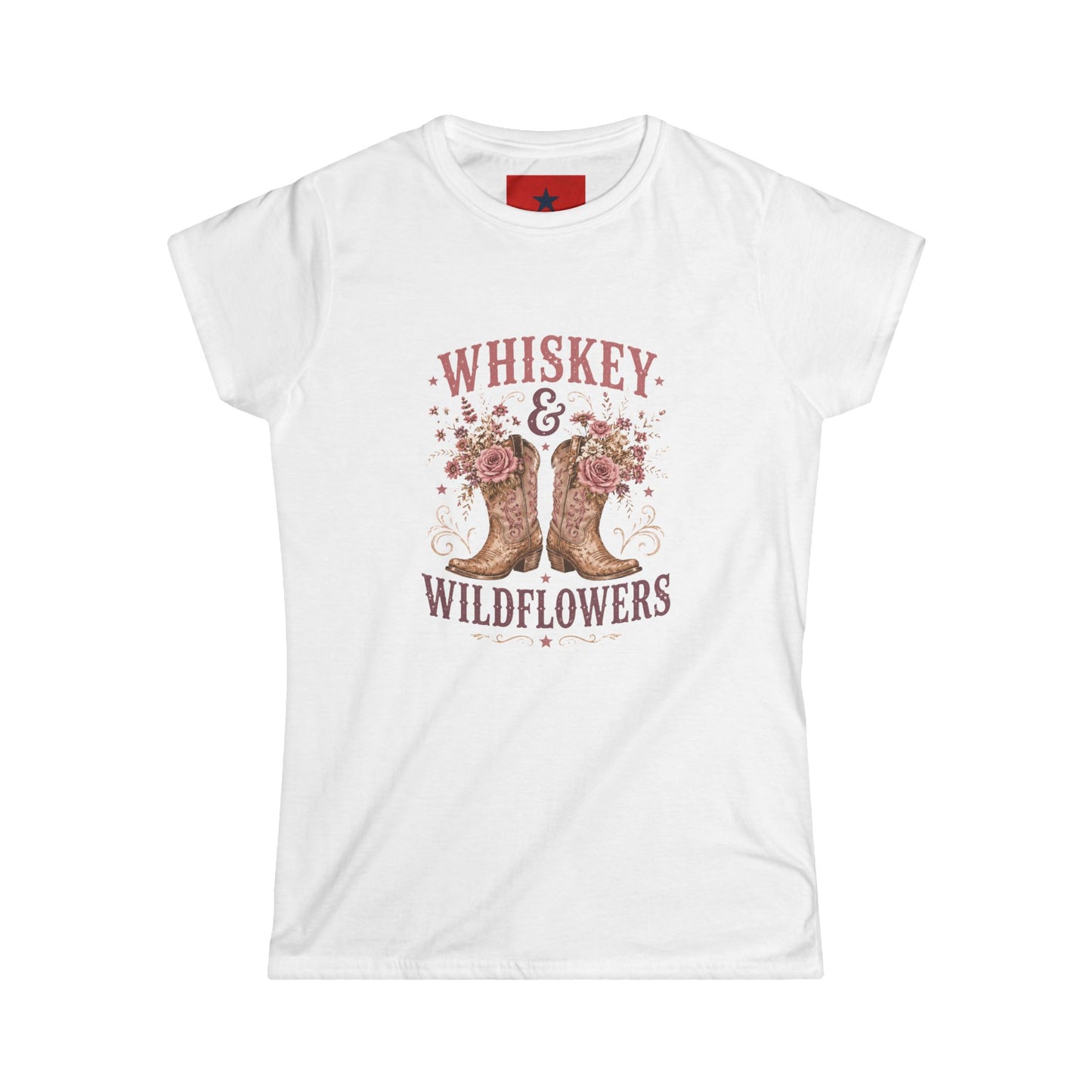 Whiskey & Wildflowers Women's Tee — Floral Cowboy Boots Graphic Shirt