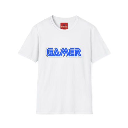 Gamer T-Shirt — Retro Blue Neon Arcade Tee