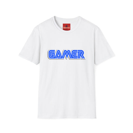 Gamer T-Shirt — Retro Blue Neon Arcade Tee
