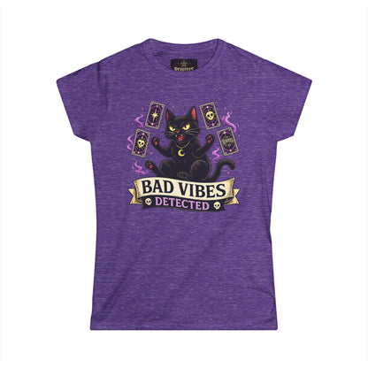 Revotees Bad Vibes Detected Cat Tarot Womens Witchy Graphic T-Shirt - alternate view 2