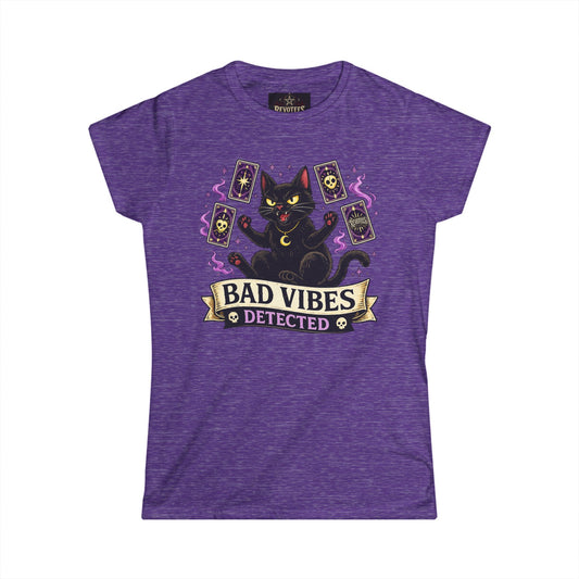 REVOTEES Bad Vibes Detected Cat Tarot Tee — Women's Witchy Graphic T-Shirt