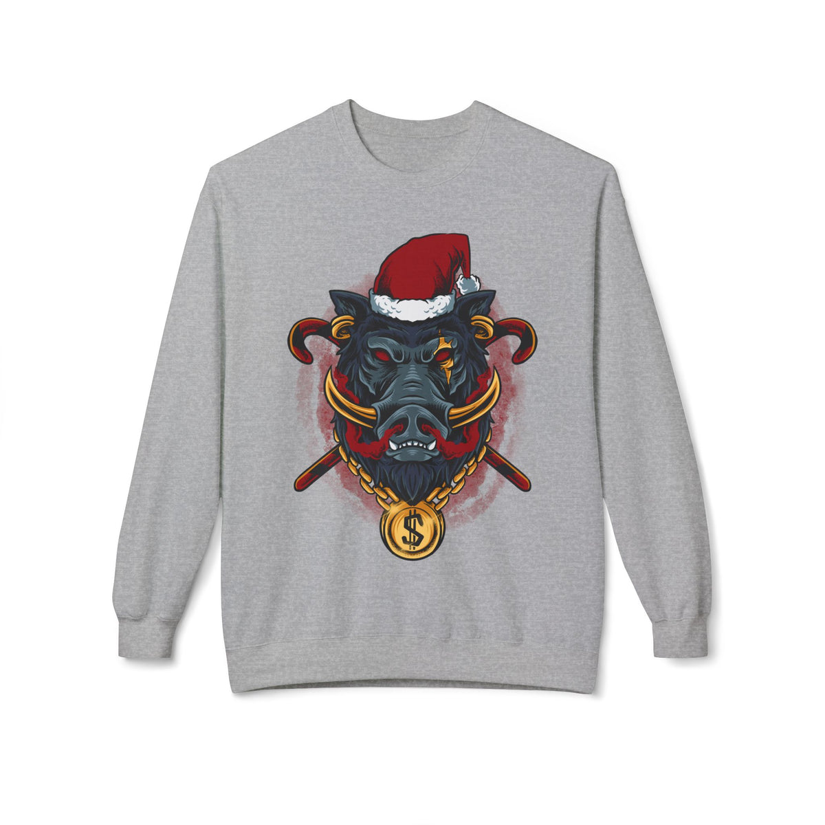 Boar Head Santa — Ugly Holiday Crewneck Sweater