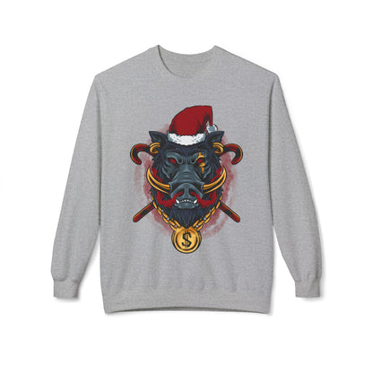 Boar Head Santa — Ugly Holiday Crewneck Sweater