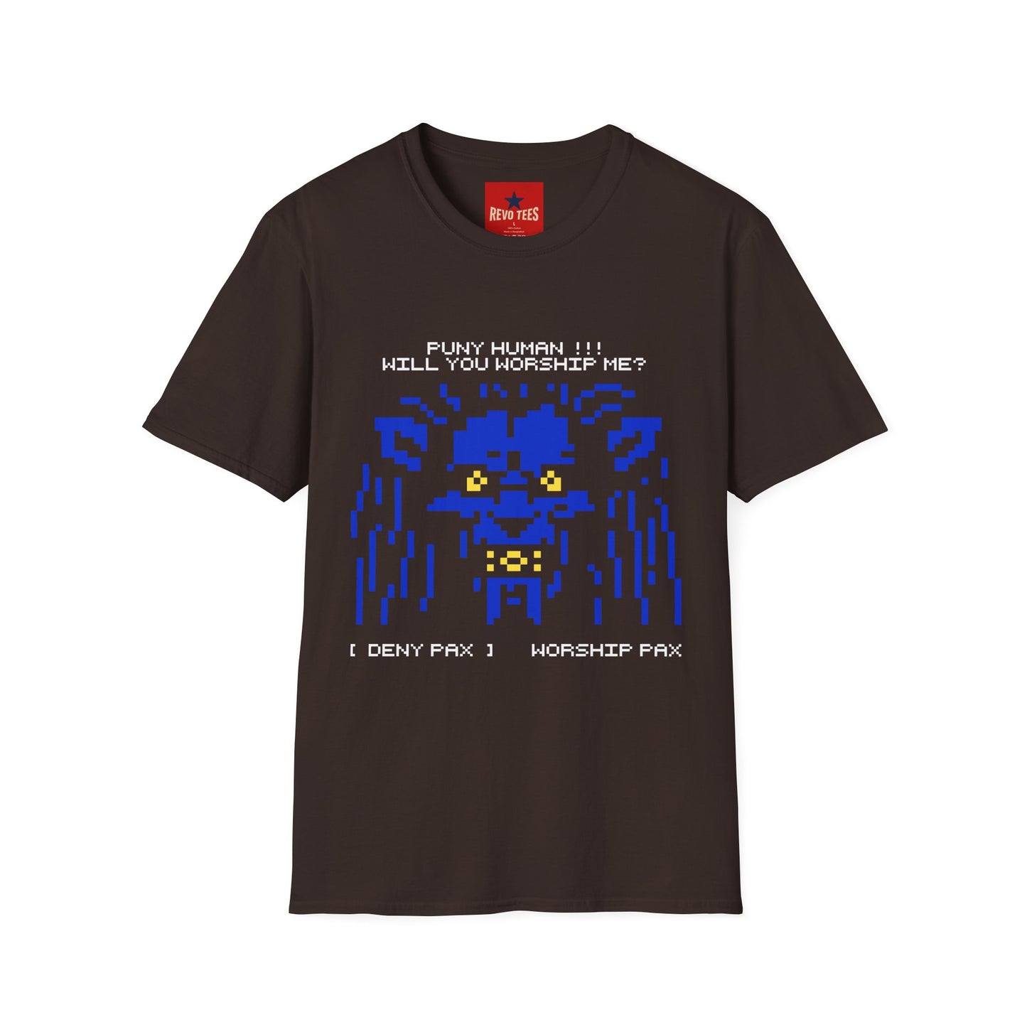 Pixel Cthulhu T-Shirt — "Puny Human!!! Will You Worship Me?" Retro Horror Tee