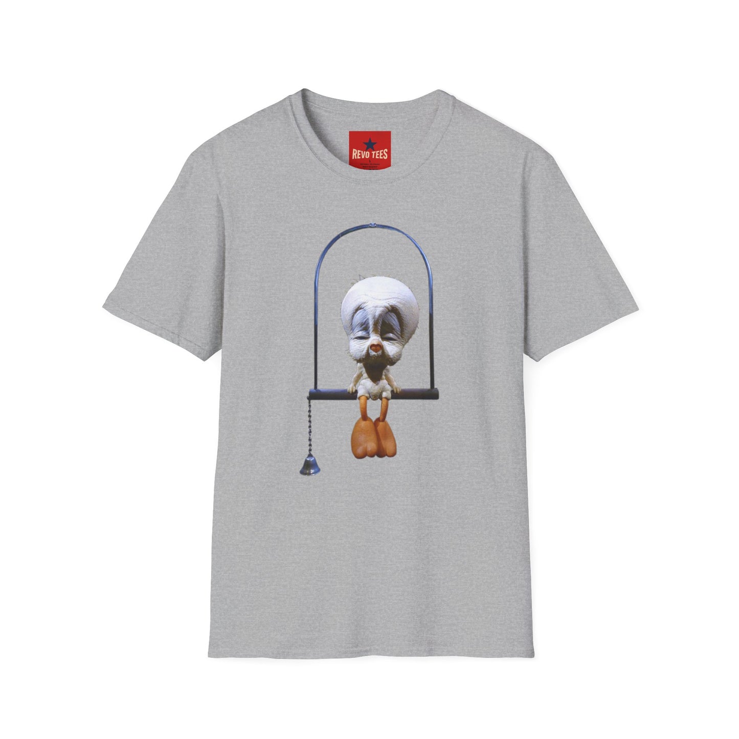 Banky Vintage Bird on Swing T-Shirt — Whimsical Retro Chick Graphic Tee