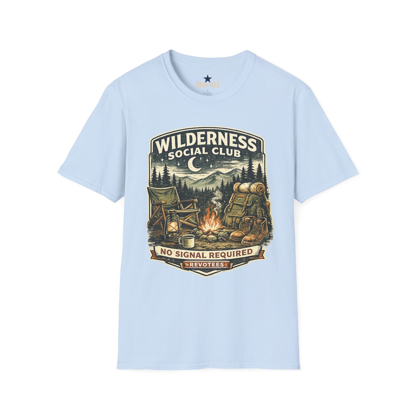 REVOTEES Wilderness Social Club T-Shirt — Vintage Camping Adventure Graphic