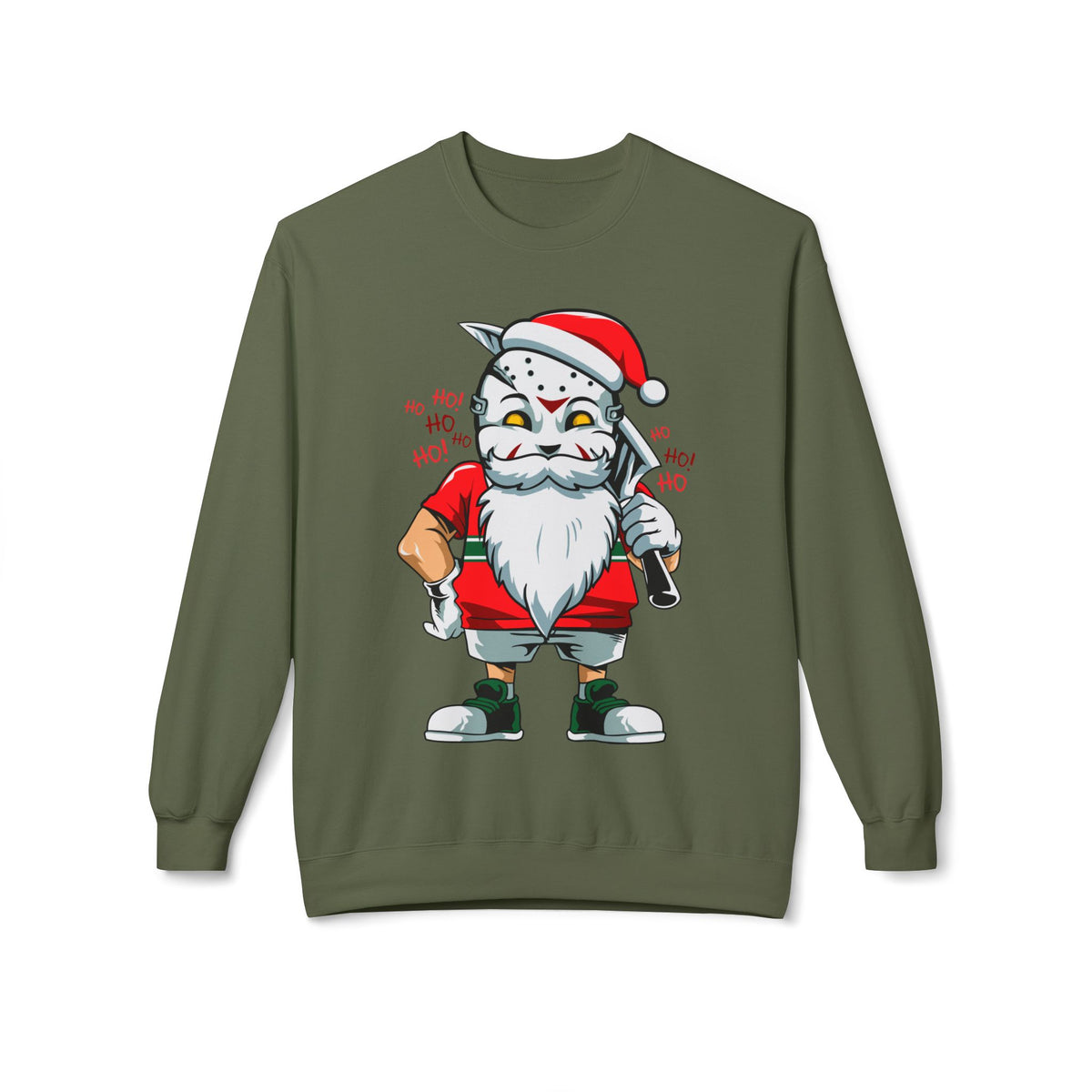 Santa Skull — Edgy Christmas Graphic Crewneck Sweatshirt
