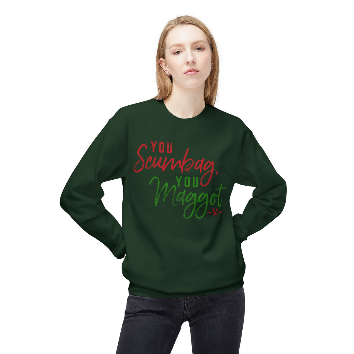 "You Scumbag, You Maggot" Festive Fairy Tale of New York Script Crewneck Sweatshirt