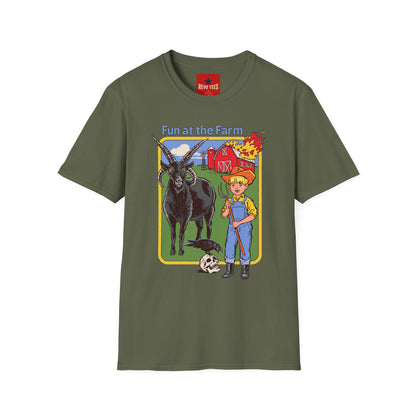 Fun at the Farm T-Shirt — Vintage Barn & Goat Graphic Tee