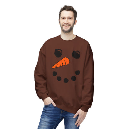 Snowman Face Crewneck Sweatshirt — Cute Winter Holiday Pullover