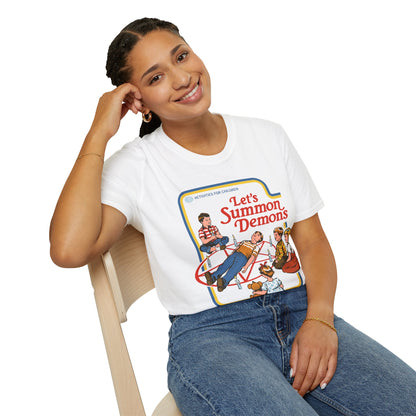 Let’s Summon Demons T‑Shirt — Retro Kids’ Activity Parody Tee