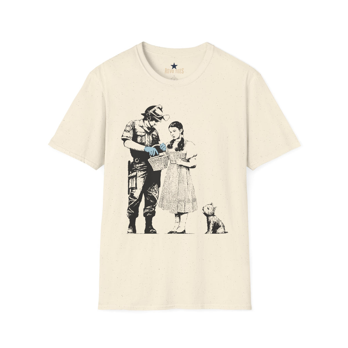 Revotees Banksy Police Officer and Girl Stencil Art Banksy Style T-Shirt - alternate view 3