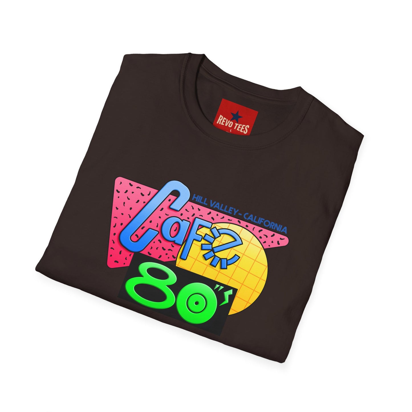 Retro 80s Cafe T-Shirt — Vintage Memphis-Style Neon Graphic Tee