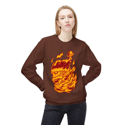 Flaming Santa Skull Redneck - I mean Crewneck Sweatshirt