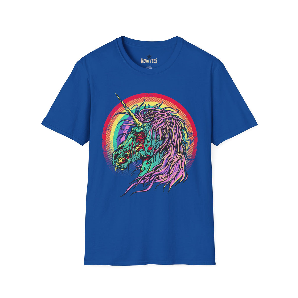 Psychedelic Zombie Unicorn — Rainbow Retro Mythical Tee