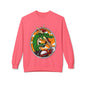 Dragon Santa Riding — Retro Green Dragon Surfing Crewneck Sweatshirt