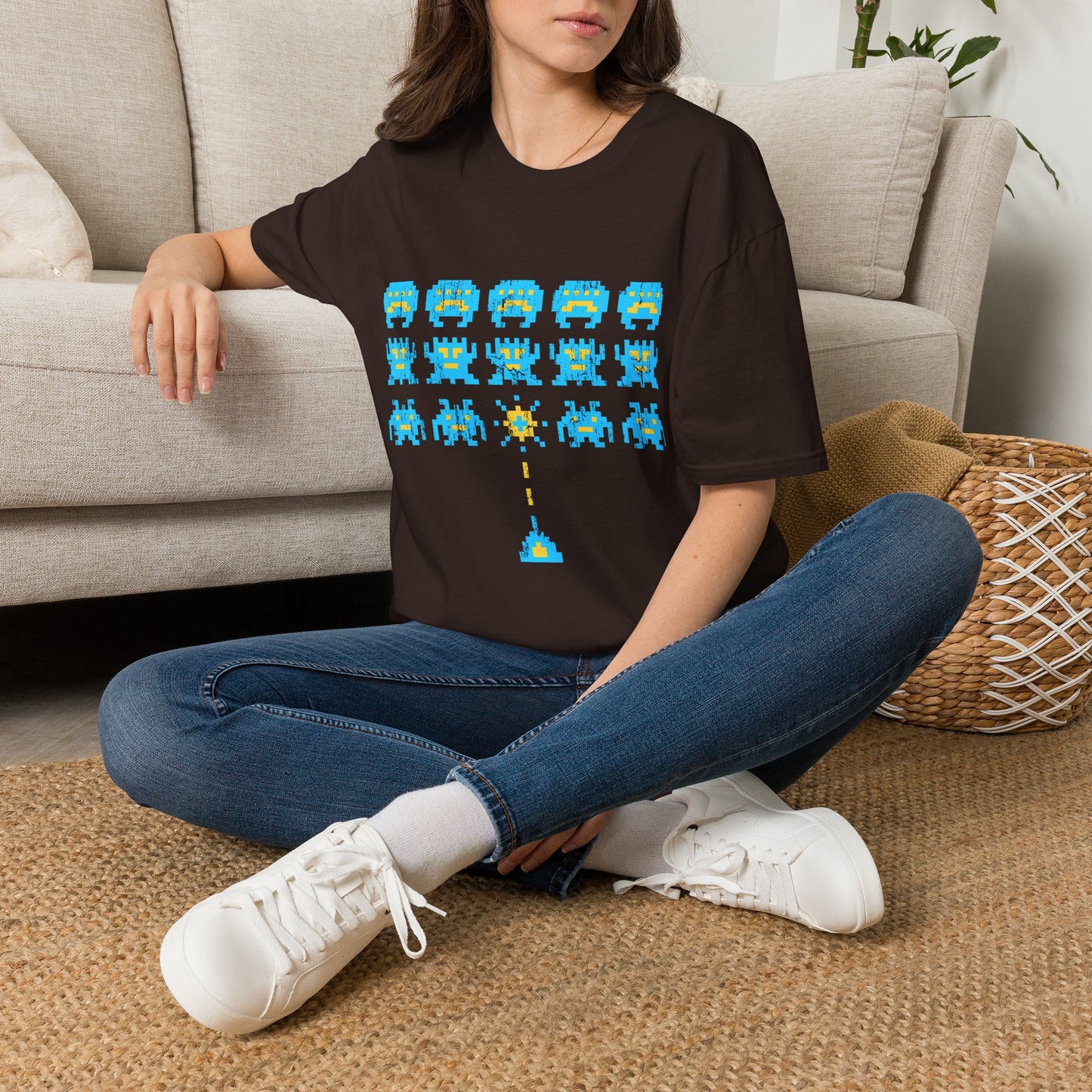Retro Pixel Space Invaders T-Shirt — Vintage Arcade Gaming Tee