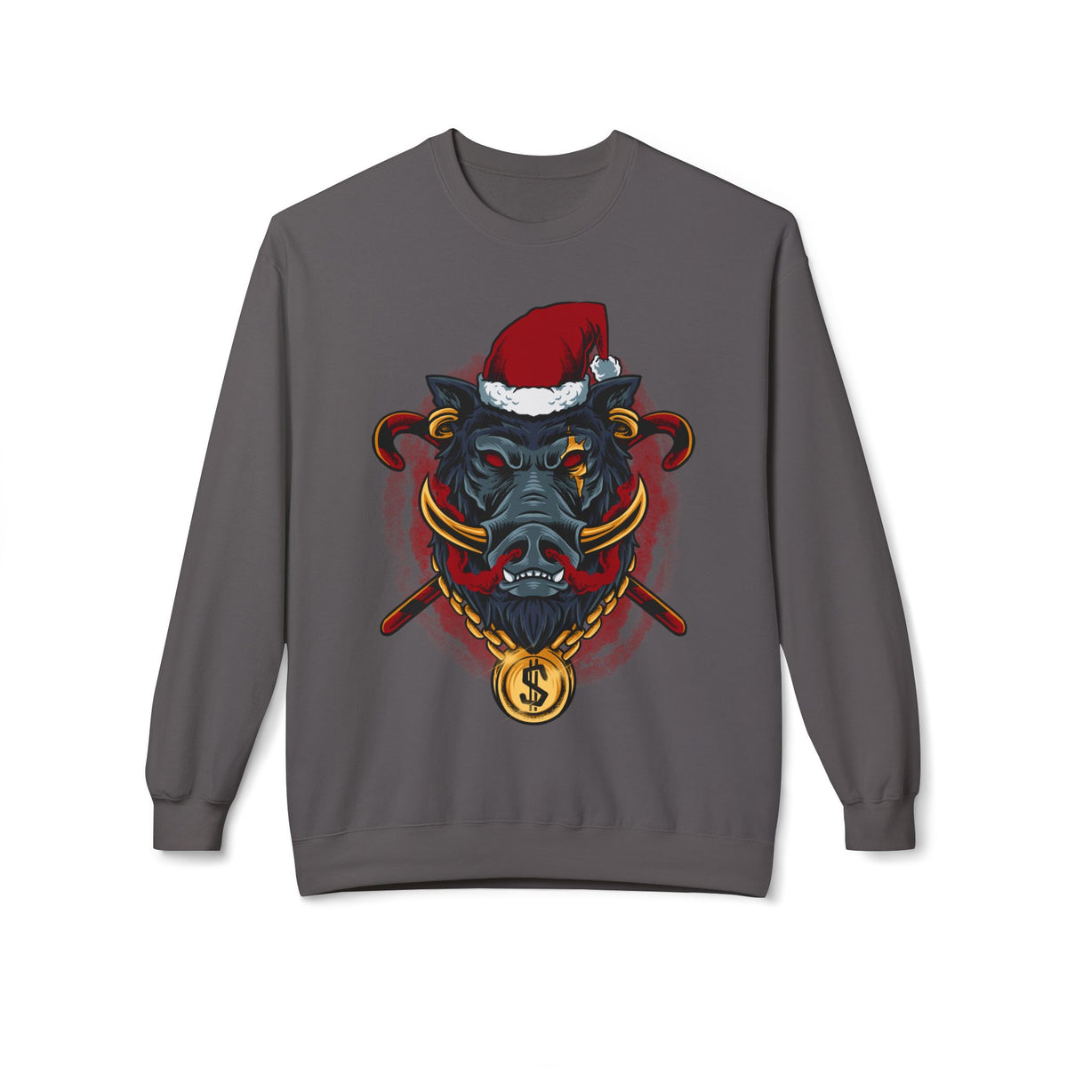 Boar Head Santa — Ugly Holiday Crewneck Sweater