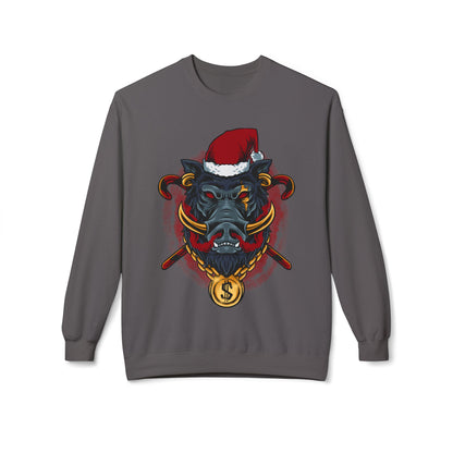 Boar Head Santa — Ugly Holiday Crewneck Sweater