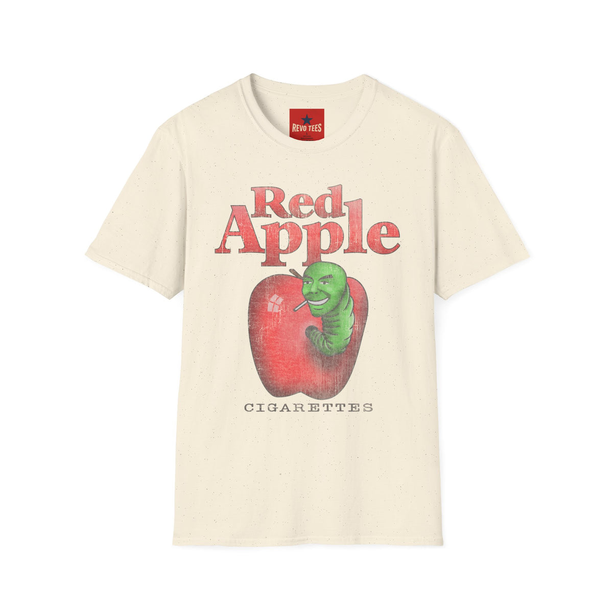 Revotees Red Apple Graphic Vintage Worm Illustration Red Apple T-Shirt - alternate view 5