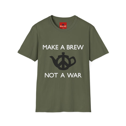Make a Brew Not a War T-Shirt – Peaceful Coffee Lover Tee