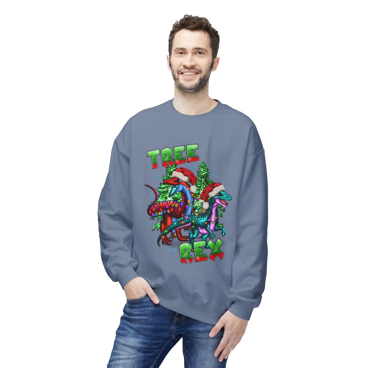 Tree Rex Christmas — Festive Dinosaur Holiday CrewneckSweatshirt