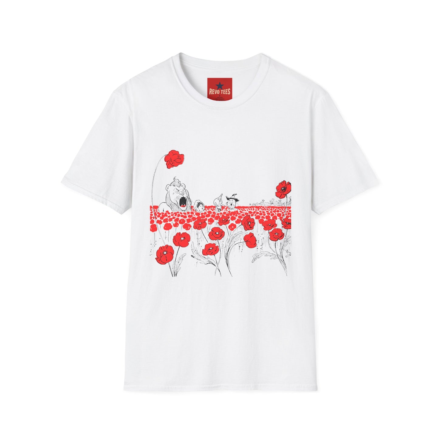 Poppy Field Shirt — Whimsical Floral Illustration Tee with Red Poppies