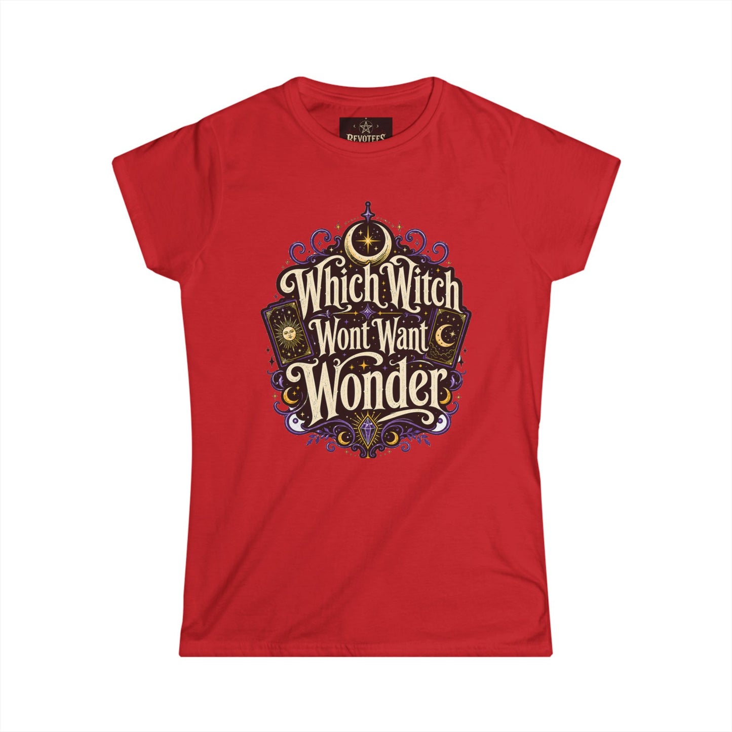 Women's Witchy Tee — "Which Witch Won't Want Wonder" Gothic Halloween Shirt