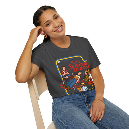 Let’s Summon Demons T‑Shirt — Retro Kids’ Activity Parody Tee