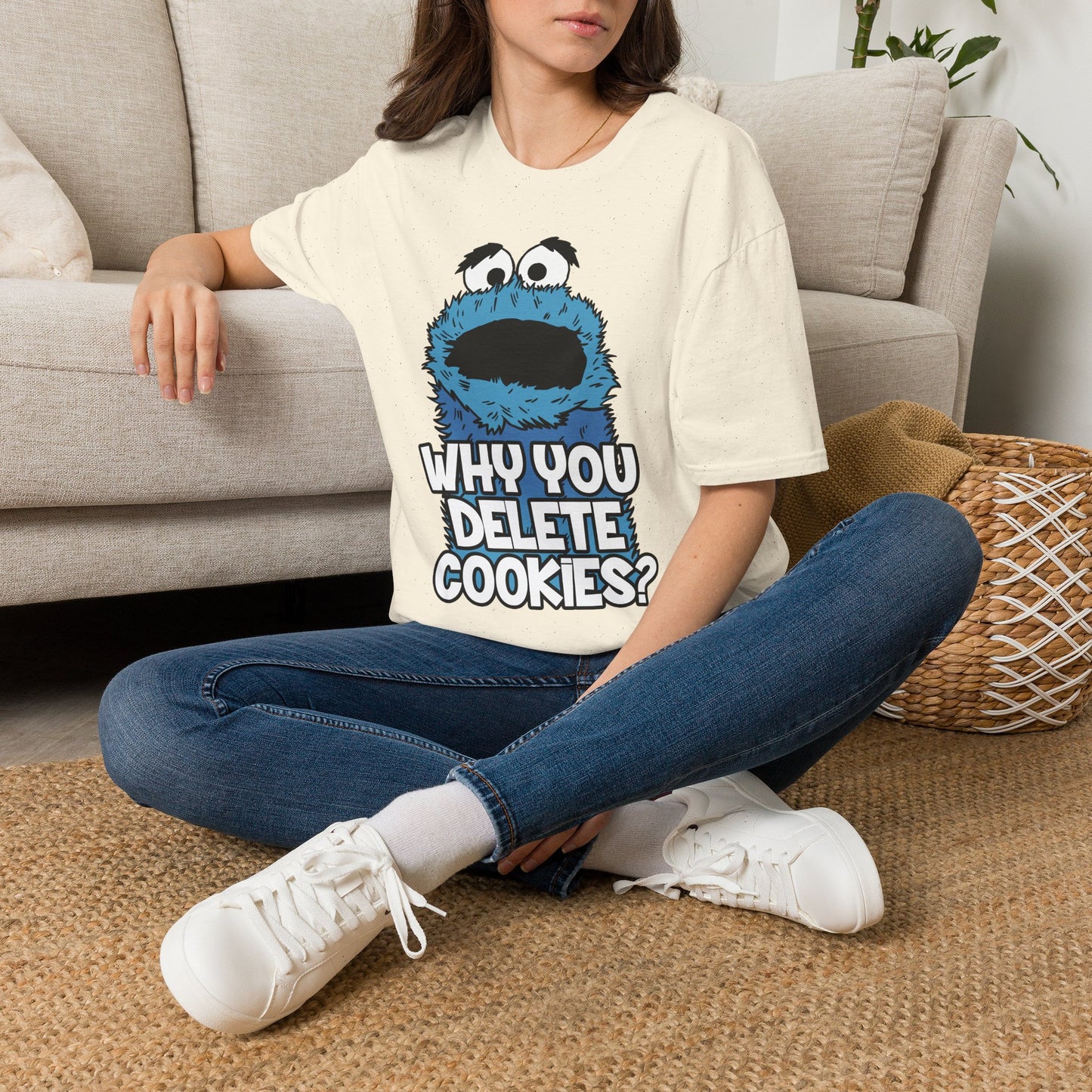 Cookie Monster "Why You Delete Cookies?" T-Shirt — Funny Retro Kids TV Graphic Tee