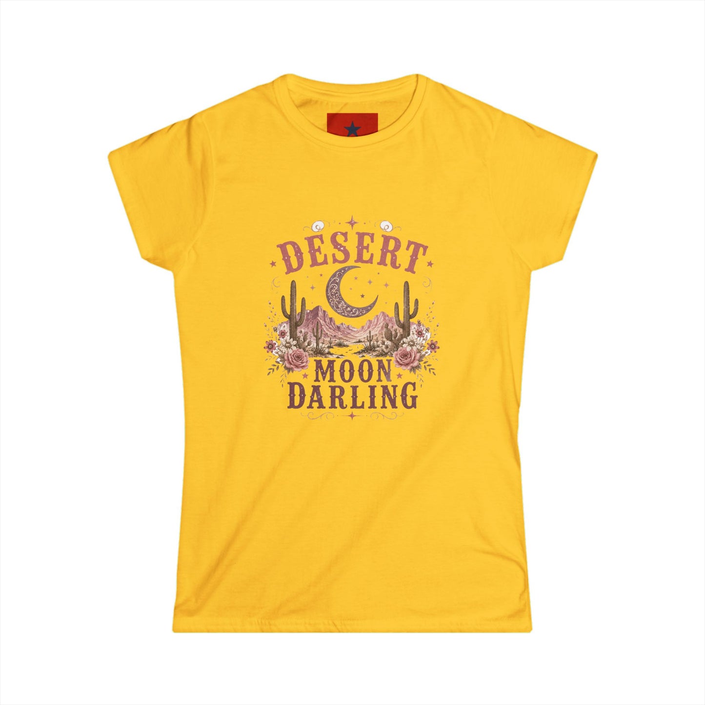 Desert Moon Darling Tee — Women's Boho Moon & Cactus Graphic T-Shirt