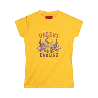 Desert Moon Darling Tee — Women's Boho Moon & Cactus Graphic T-Shirt