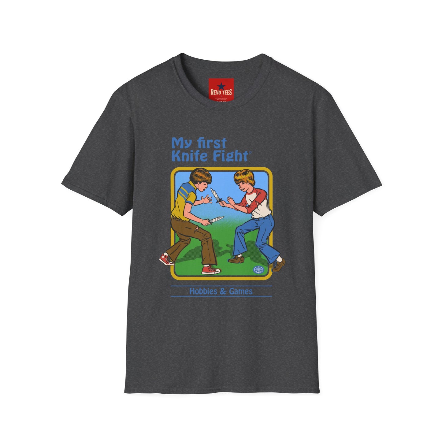 My First Knife Fight T-Shirt — Retro Dark Humor Graphic Tee