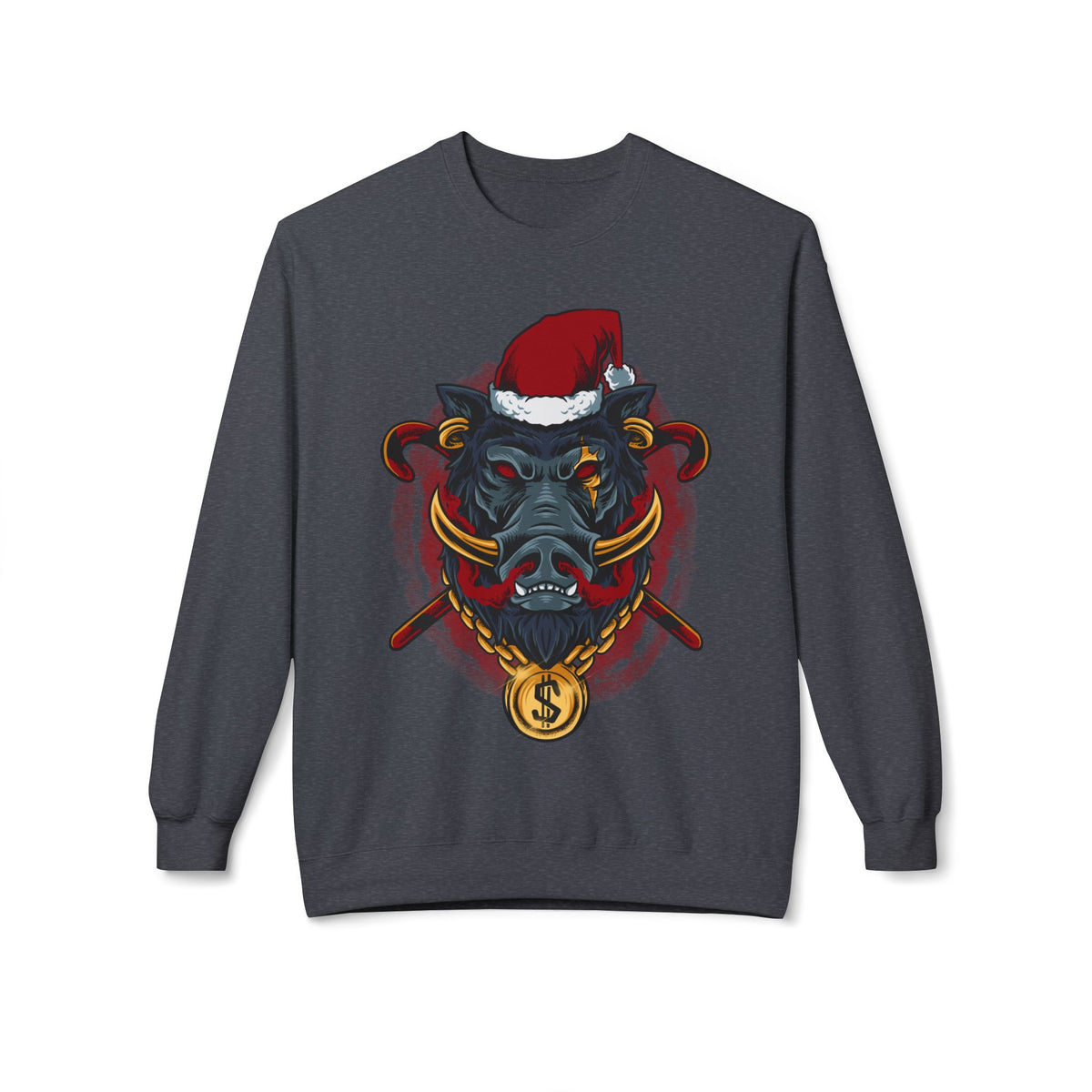 Boar Head Santa — Ugly Holiday Crewneck Sweater