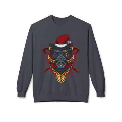 Boar Head Santa — Ugly Holiday Crewneck Sweater