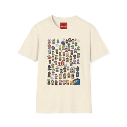 RPG Character Collage T-Shirt — Chibi Fantasy & Sci‑Fi Heroes Tee